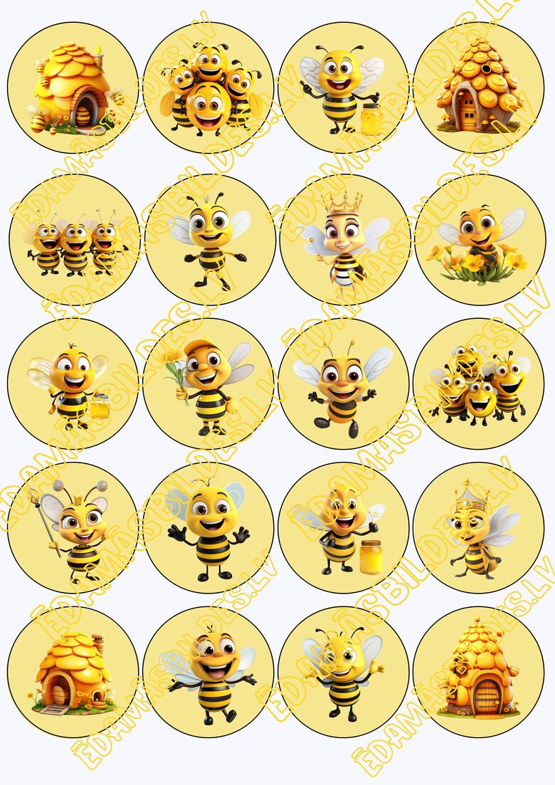 Cukura papīrs ar apdruku " Honey Bee", 5 cm